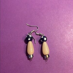 Elegant Cream and Black Dangle Earrings